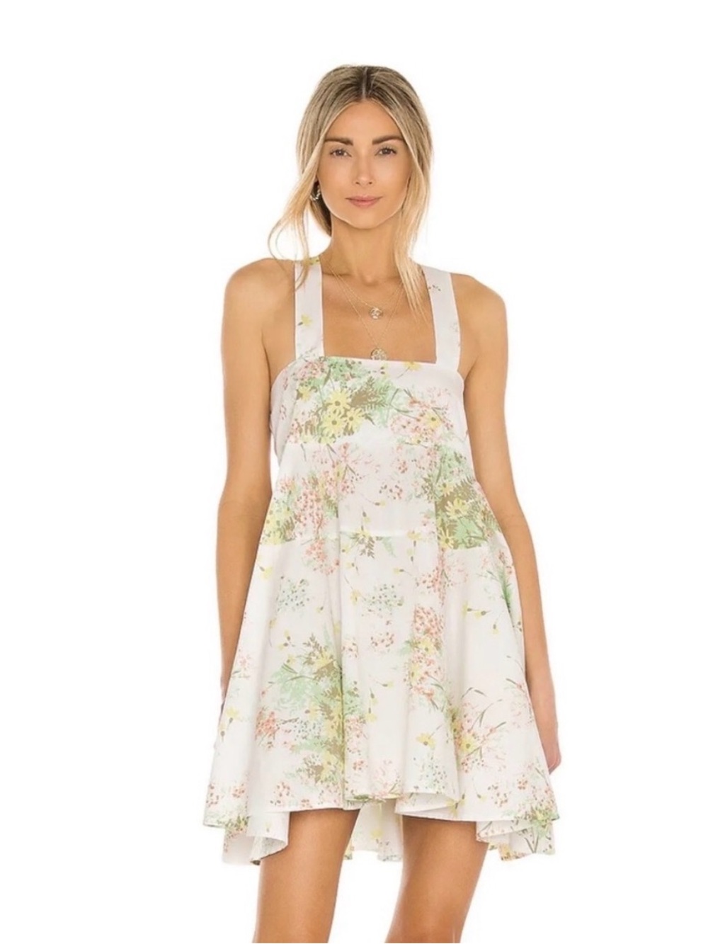 Let The Sunshine In Floral Mini Dress in Light Combo Free People Medium